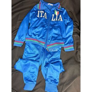 Kids Italia Tracksuit Set Blue Zip Jacket Pants Size 8